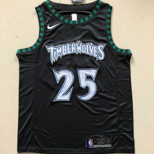 NBA 25 Rose Timberwolves authentique Maillot noir